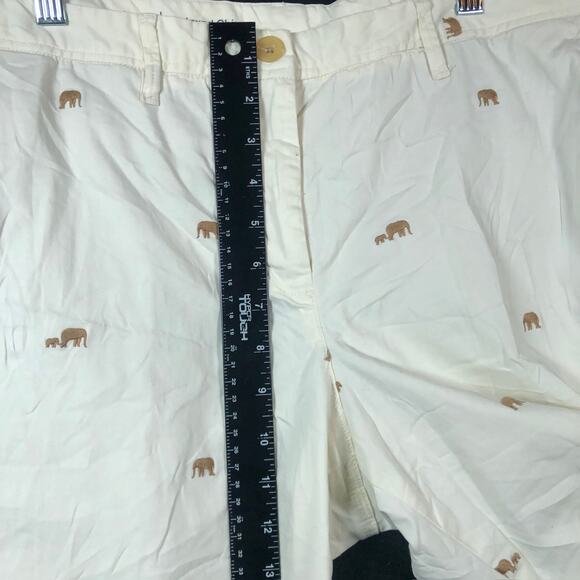 Talbots Womens Pants Cream Brown Elephant Print Petite Relaxed Chino 16P - Picture 7 of 11